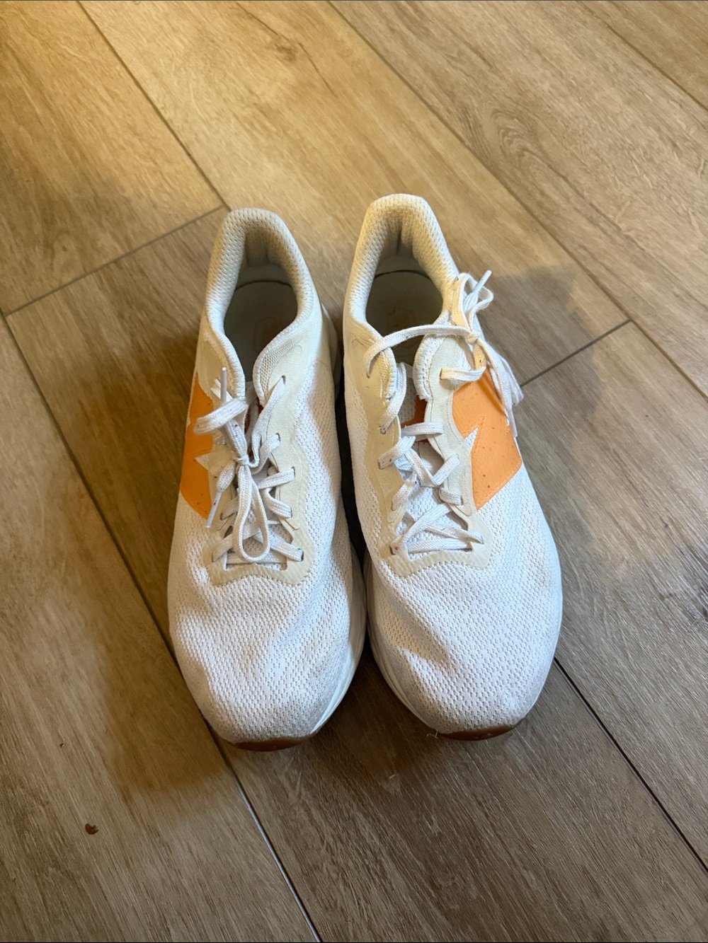 New Balance White and Orange Women's Athletic Shoes